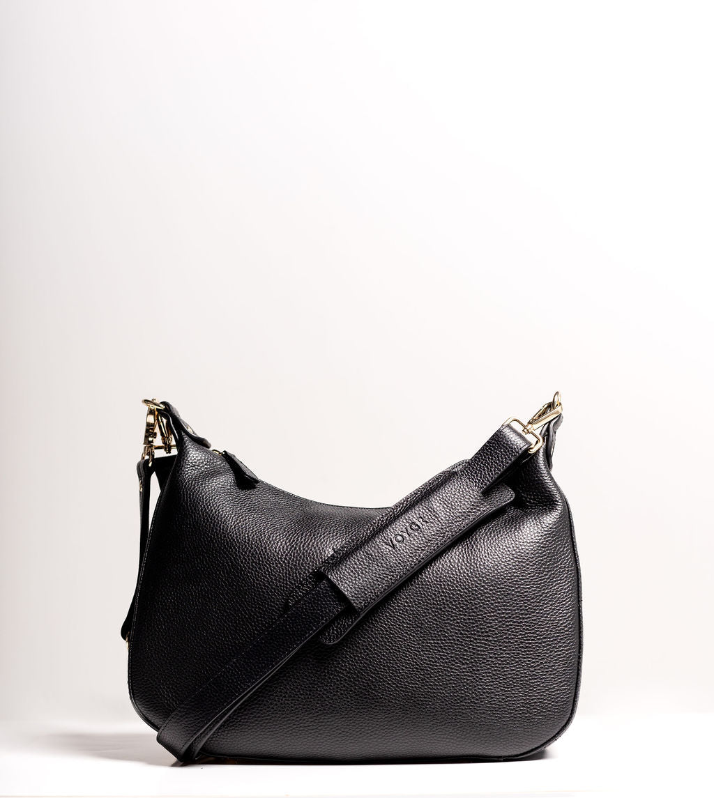 Front View of the VOYGR Essential Crossbody Leather Camera with Leather Strap